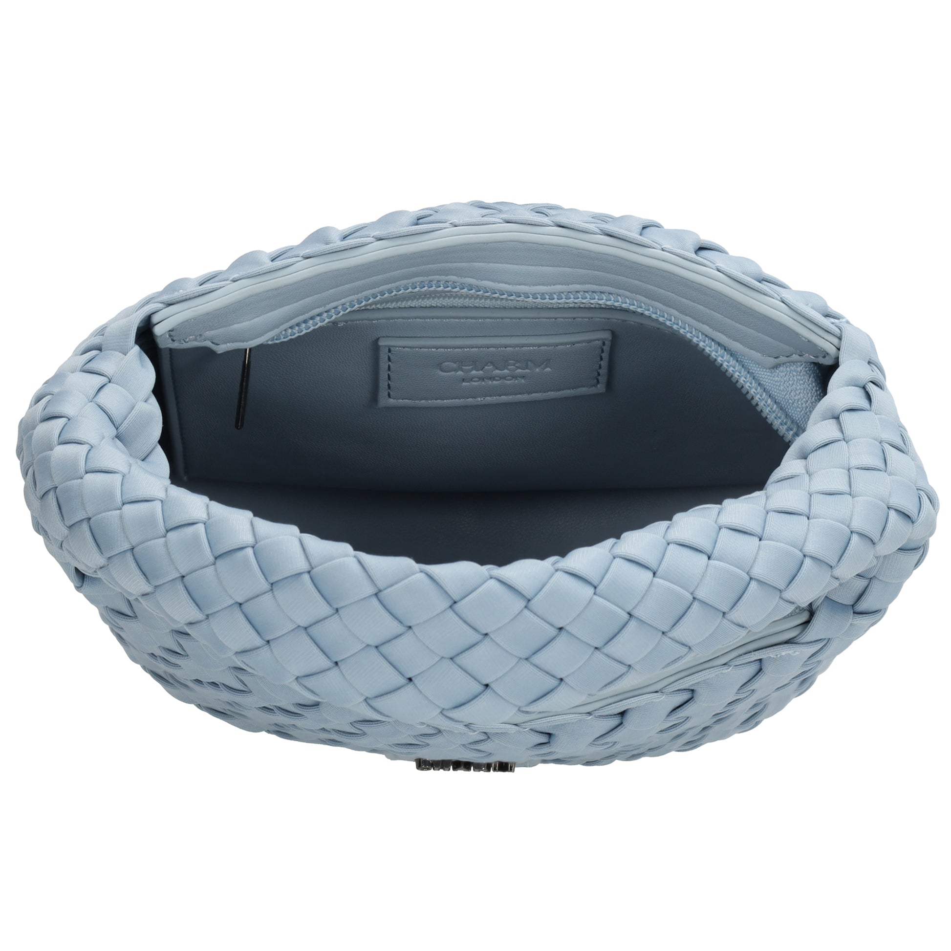 Handtasche in Hellblau 17,5x22cm geflochtene Optik - leder-accessoires.com