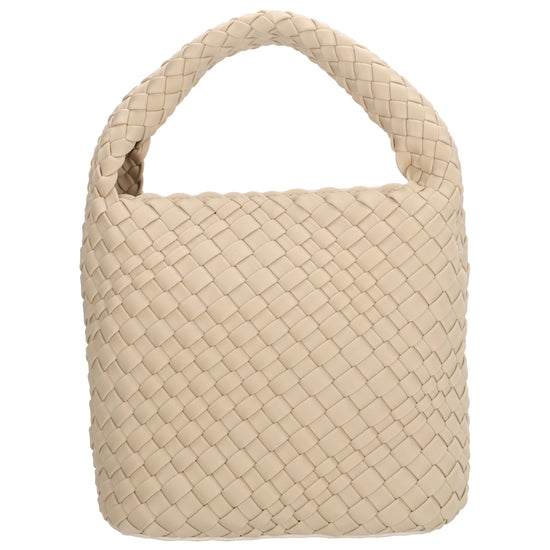Handtasche in Creme 17,5x22cm geflochtene Optik - leder-accessoires.com