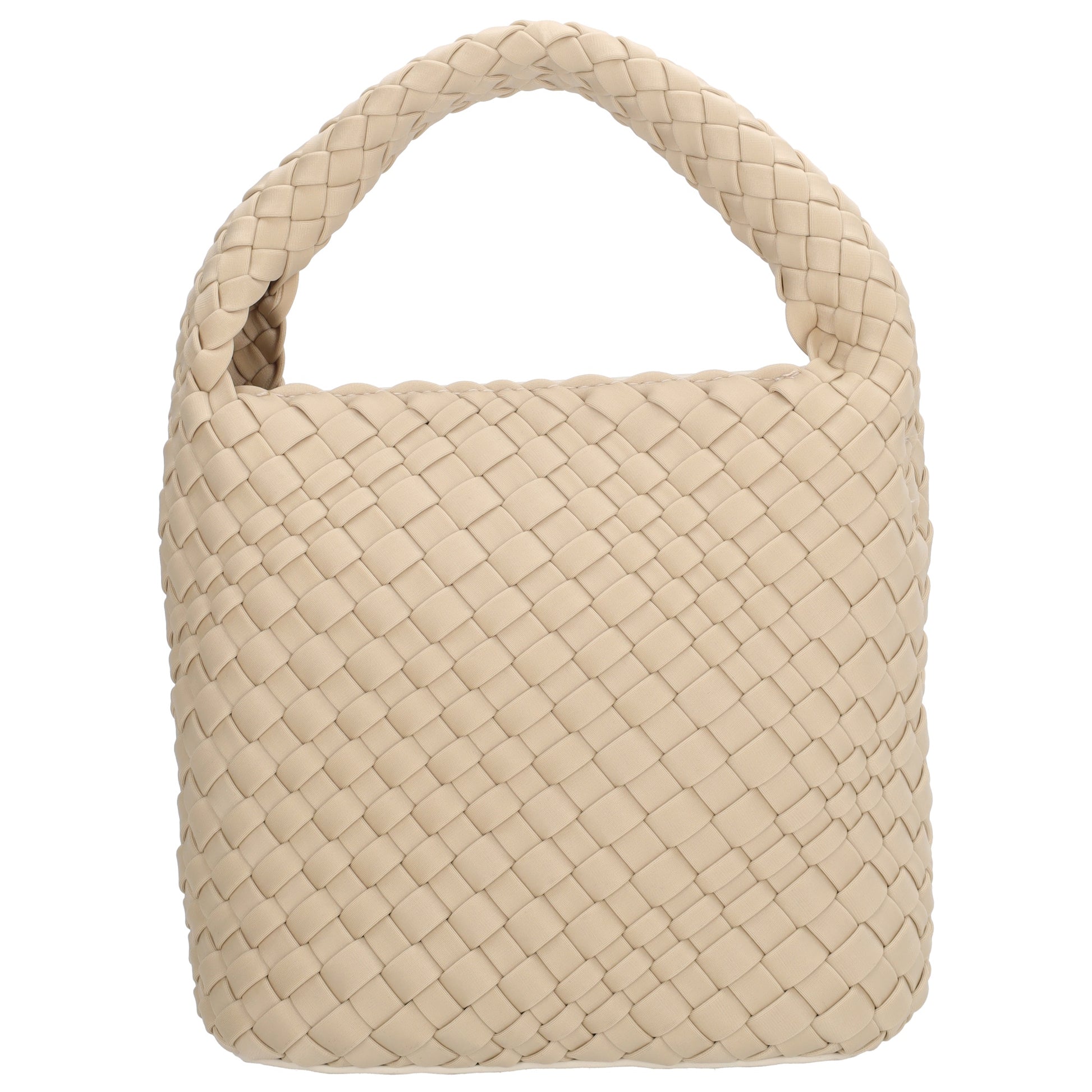 Handtasche in Creme 17,5x22cm geflochtene Optik - leder-accessoires.com