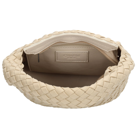 Handtasche in Creme 17,5x22cm geflochtene Optik - leder-accessoires.com