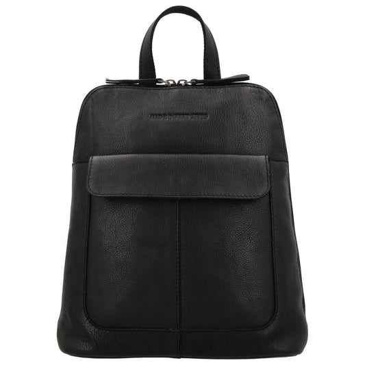 Rucksack 28x28x9cm aus Leder in Schwarz