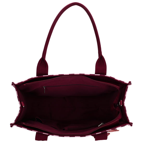 Shopper | Strandtasche 42x33cm Pink gestreift mit Reißverschluss - leder-accessoires.com