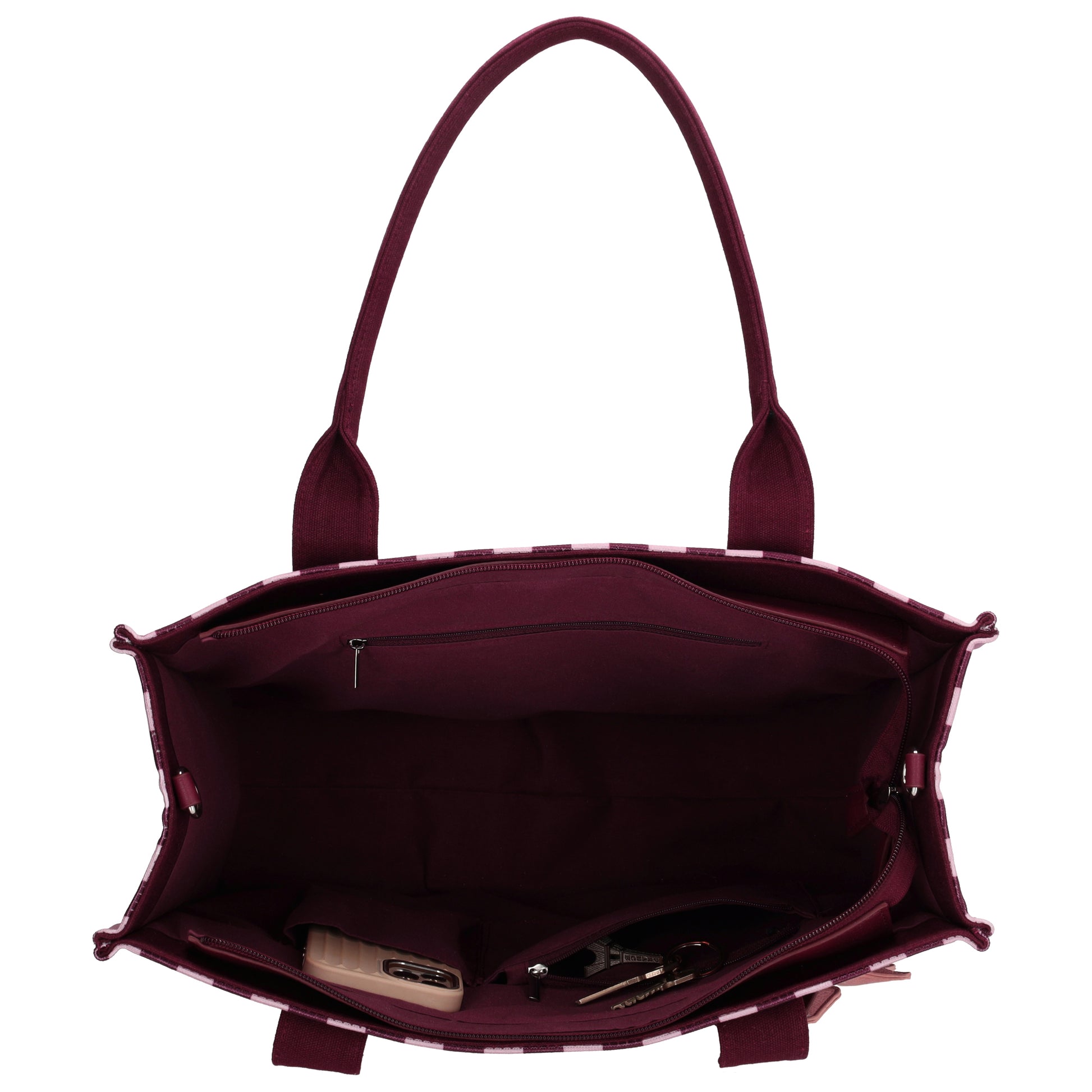 Shopper | Strandtasche 42x33cm Pink gestreift mit Reißverschluss - leder-accessoires.com