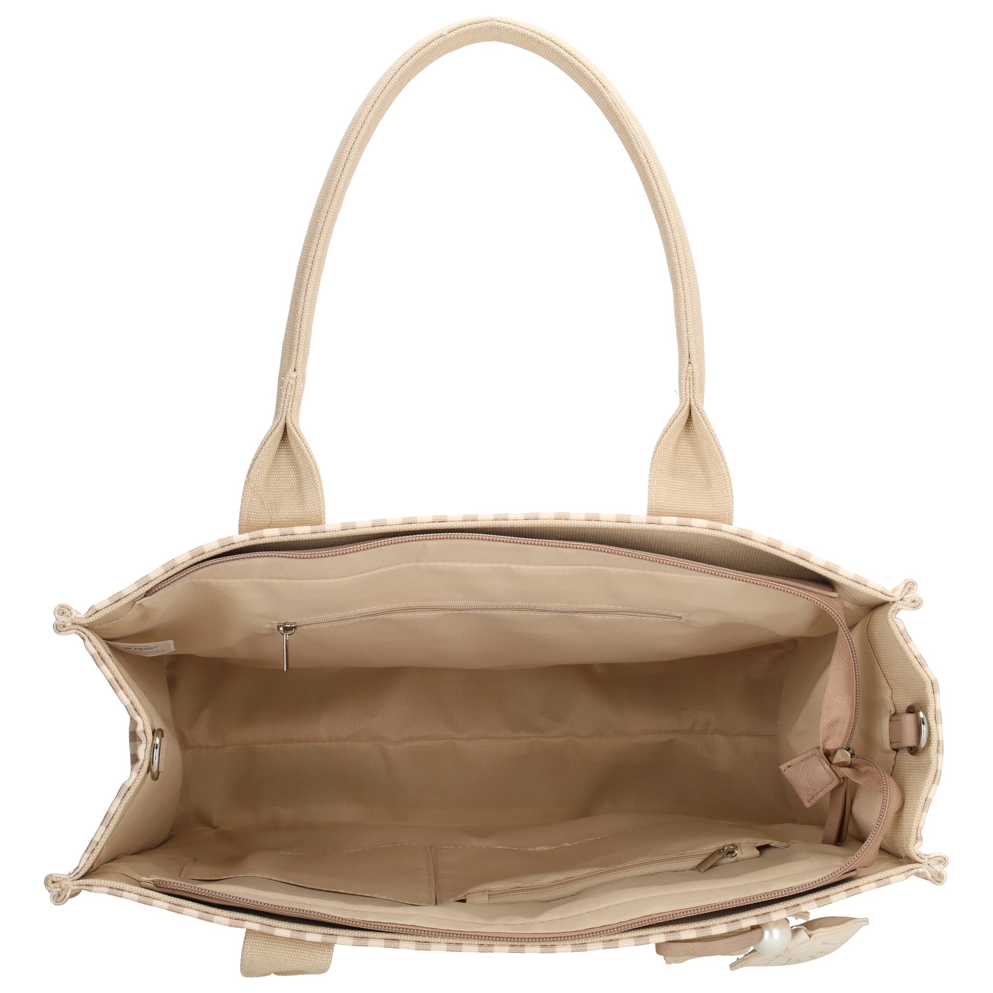 Shopper | Strandtasche 42x33cm Creme gestreift mit Reißverschluss - leder-accessoires.com