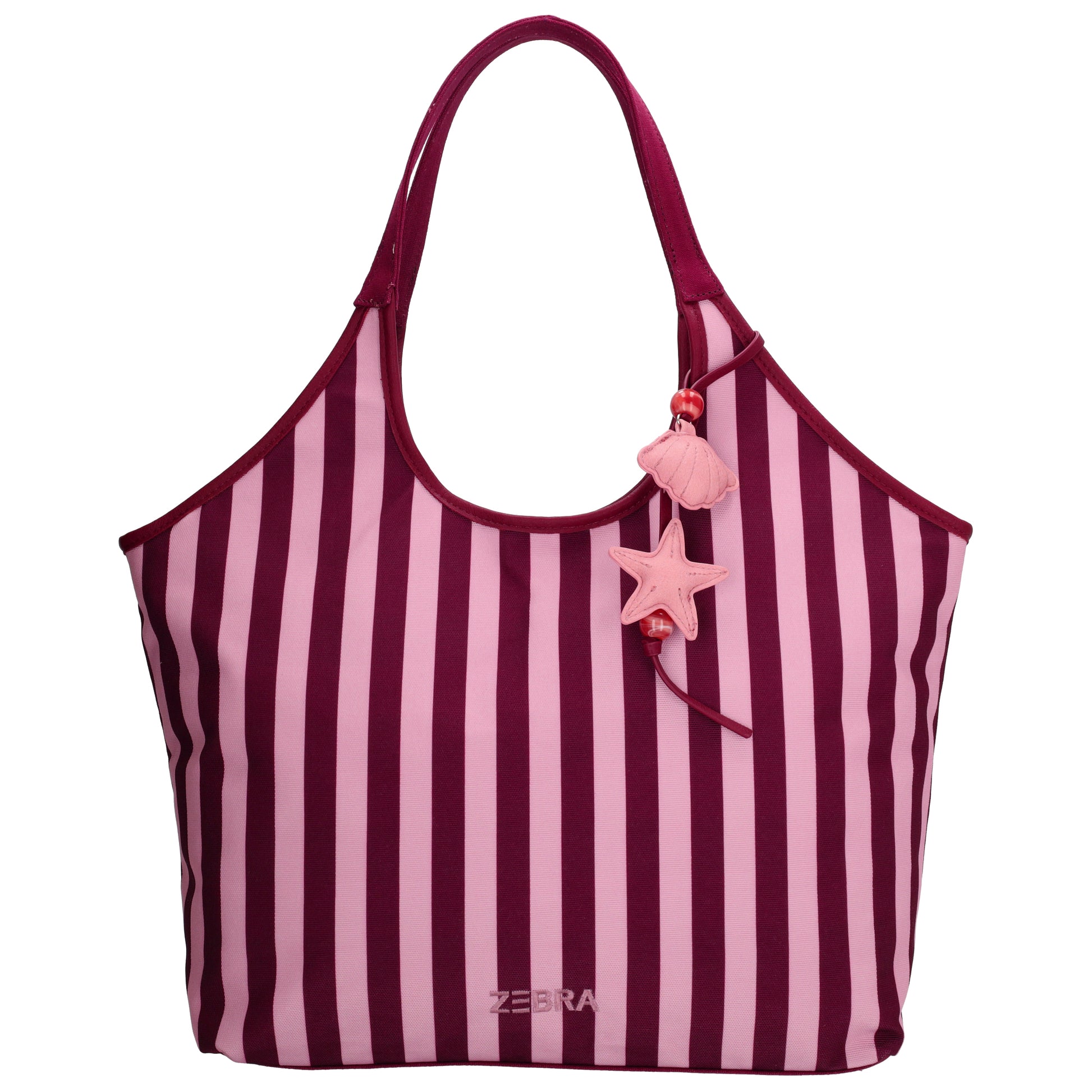 Shopper | Strandtasche 51x32cm Pink gestreift mit Reißverschluss - leder-accessoires.com