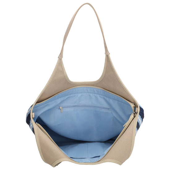 Shopper | Strandtasche 51x32cm Blau gestreift mit Reißverschluss - leder-accessoires.com