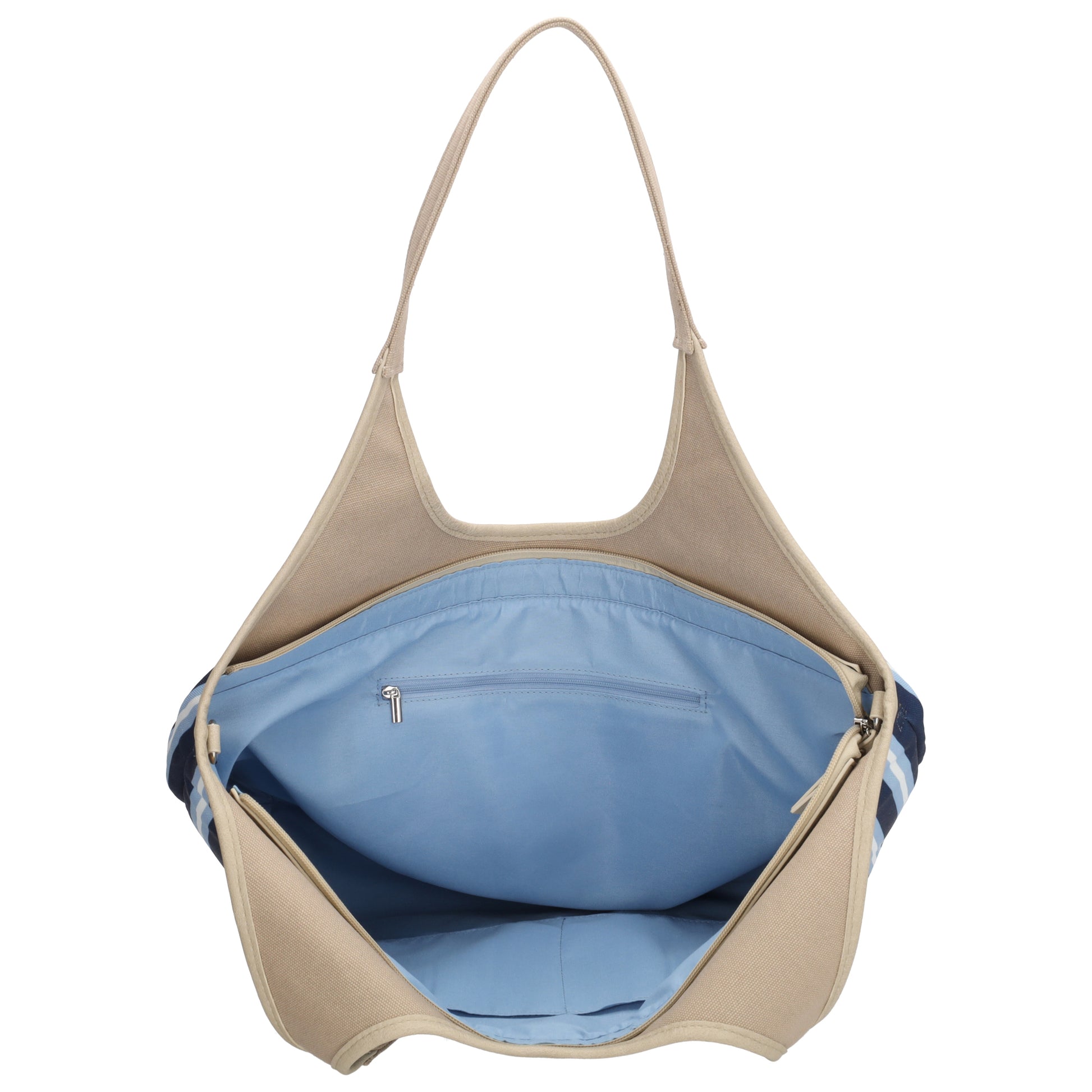 Shopper | Strandtasche 51x32cm Blau gestreift mit Reißverschluss - leder-accessoires.com