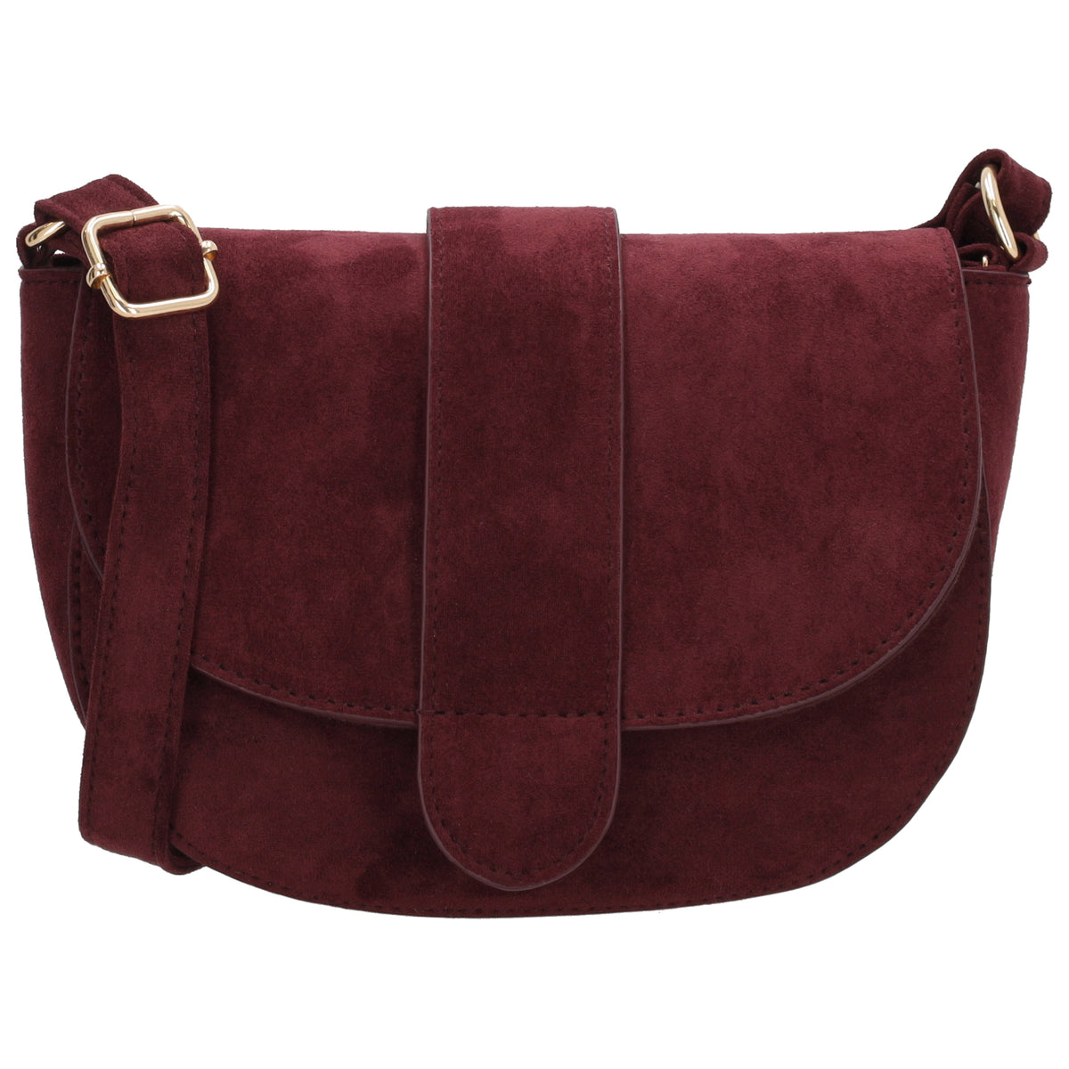 Crossbody Tasche Damen Burgunder in Velours-Optik