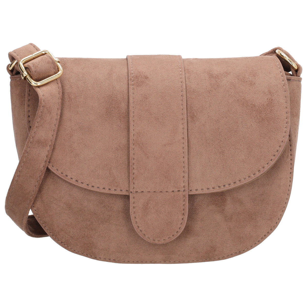 Crossbody Tasche Damen Taupe in weicher Velours-Optik