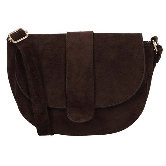 Crossbody Tasche Damen Dunkelbraun in Velours-Optik
