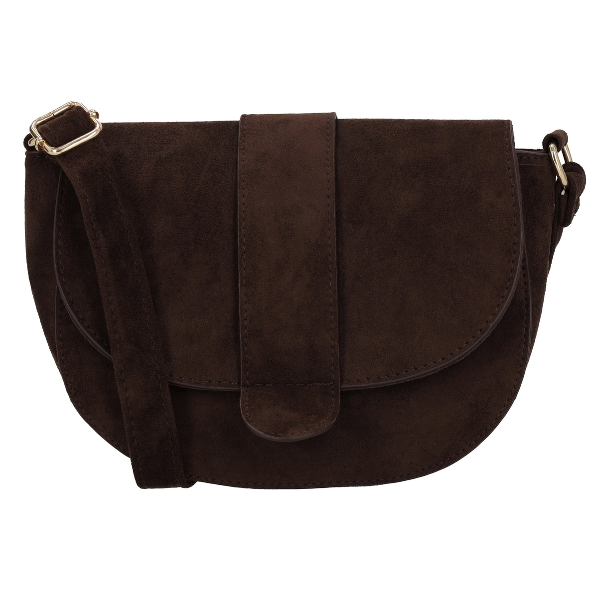 Crossbody Tasche Damen Dunkelbraun in Velours-Optik