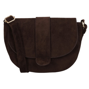 Crossbody Tasche Damen Dunkelbraun in Velours-Optik