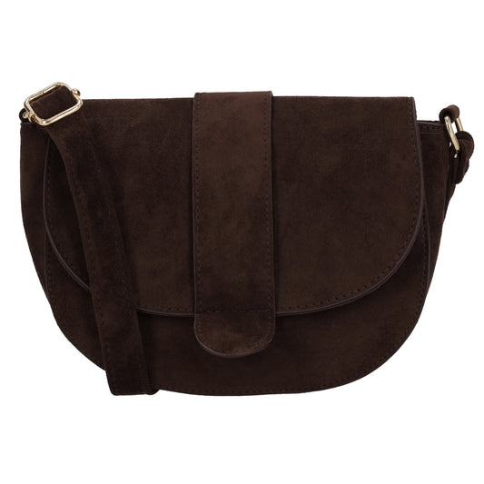 Crossbody Tasche Damen Dunkelbraun in Velours-Optik