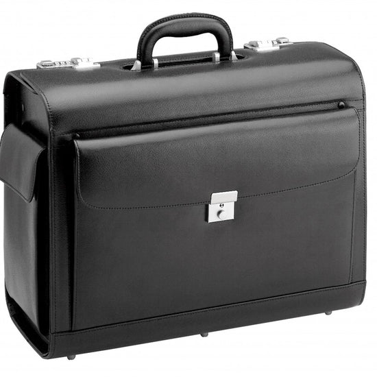 Pilotentrolley d&n 45 x 35cm in Schwarz mit Zahlenschloss und Vortasche - leder-accessoires.com