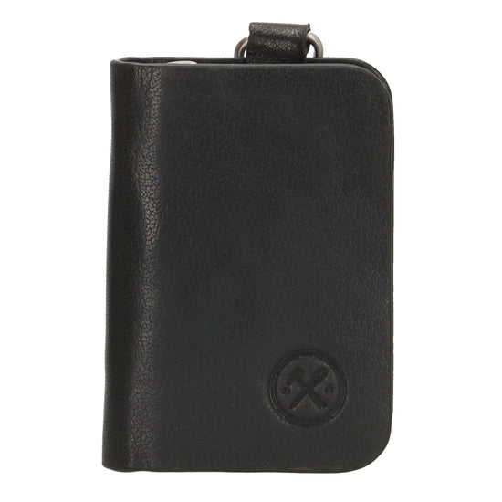 Schlüsseletui 7,5x9cm in Schwarz aus Leder mit Karabiner - leder-accessoires.com