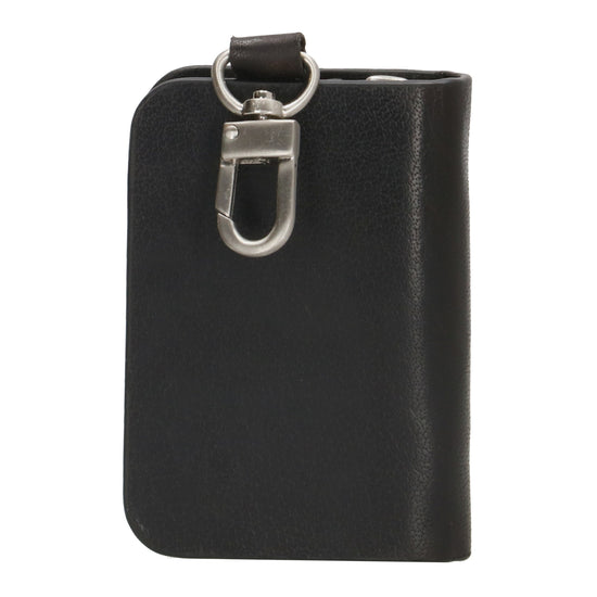 Schlüsseletui 7,5x9cm in Schwarz aus Leder mit Karabiner - leder-accessoires.com