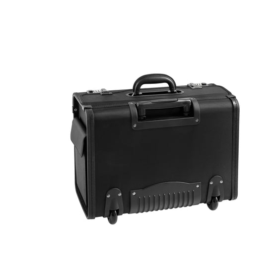 Pilotentrolley 48 x 38cm in Schwarz mit Zahlenschloss und Vortasche - leder-accessoires.com