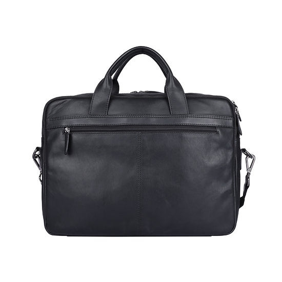 Businesstasche aus Leder in Schwarz mit Reißverschluss und Vortasche - leder-accessoires.com