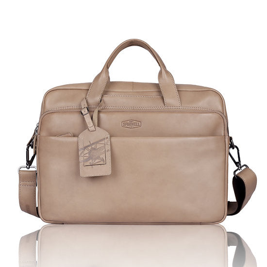 Businesstasche 40,5x30cm in Taupe mit Reißverschluss und Vortasche - leder-accessoires.com