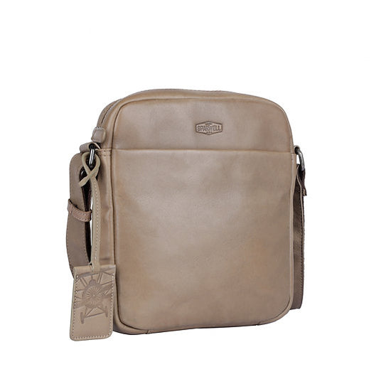 Umhängetasche 20x22,5cm in Taupe mit Reißverschluss (Kopie) - leder-accessoires.com