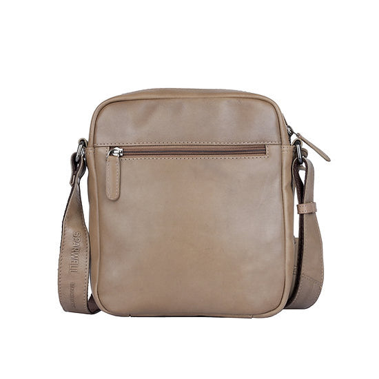 Umhängetasche 20x22,5cm in Taupe mit Reißverschluss (Kopie) - leder-accessoires.com