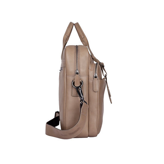 Businesstasche 40,5x30cm in Taupe mit Reißverschluss und Vortasche - leder-accessoires.com
