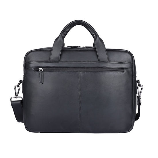 Businesstasche 40,5x30cm in Schwarz mit Reißverschluss und Vortasche - leder-accessoires.com