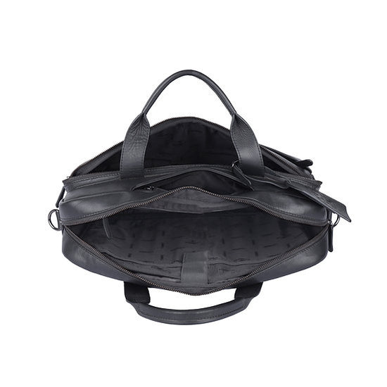 Businesstasche 40,5x30cm in Schwarz mit Reißverschluss und Vortasche - leder-accessoires.com