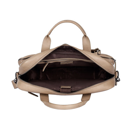 Businesstasche 40,5x30cm in Taupe mit Reißverschluss und Vortasche - leder-accessoires.com