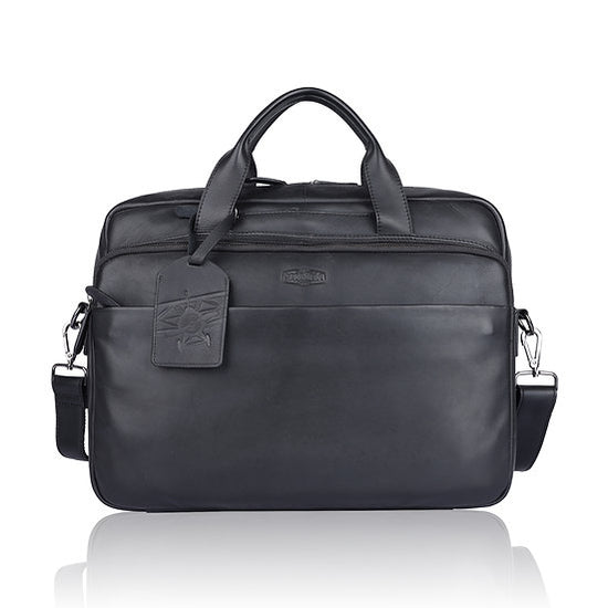 Businesstasche 40,5x30cm in Schwarz mit Reißverschluss und Vortasche - leder-accessoires.com