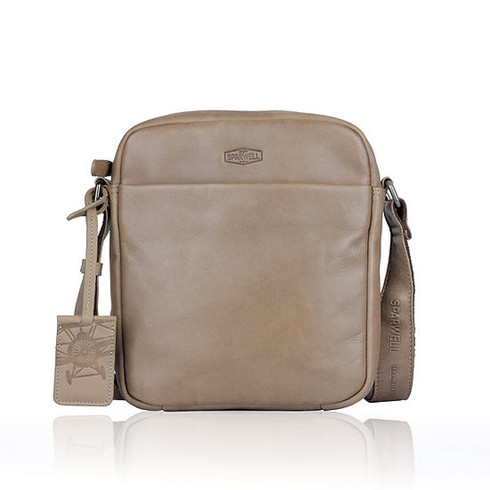 Umhängetasche 20x22,5cm in Taupe mit Reißverschluss (Kopie) - leder-accessoires.com