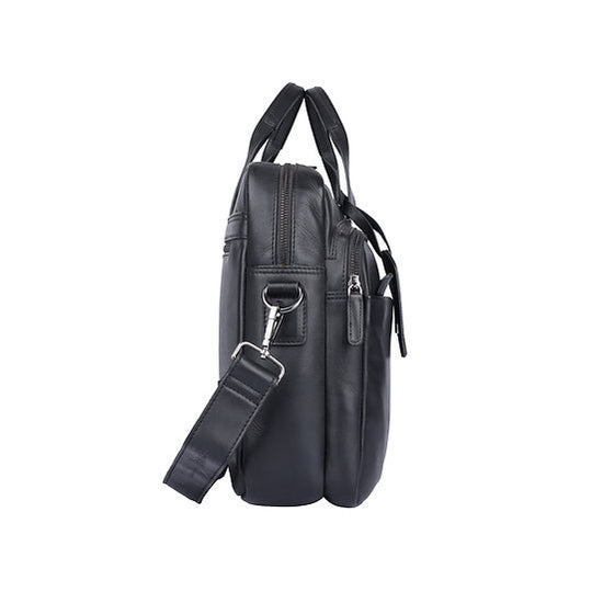 Businesstasche 40,5x30cm in Schwarz mit Reißverschluss und Vortasche - leder-accessoires.com