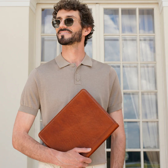 Schreibmappe-| Organizer A4 in Cognac - leder-accessoires.com