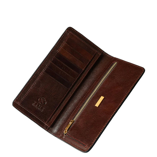 Lederbörse 20,5x10cm in Braun mit Kartenfächer aus Leder - leder-accessoires.com