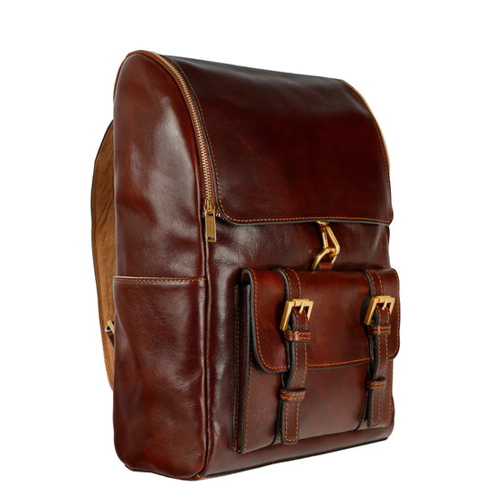 Rucksack| Businessrucksack 29 x 40cm in Braun aus Leder mit Vortasche - leder-accessoires.com