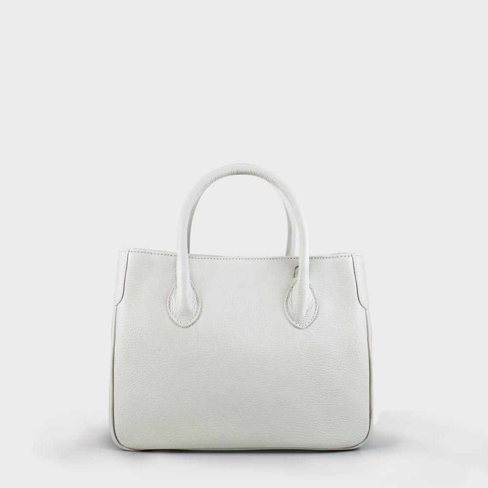 Kurzgrifftasche 30x22x13cm in Weiß aus Leder - leder-accessoires.com