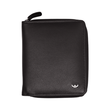 Lederbörse 10,5x12,5cm in Schwarz mit Rundumreißverschluss - leder-accessoires.com