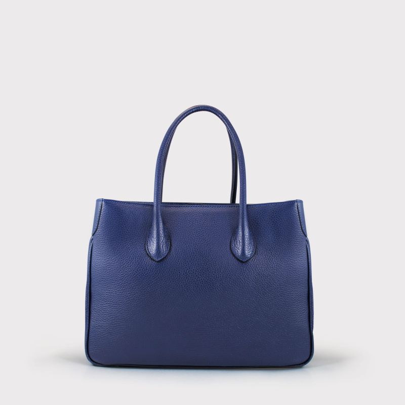 Schultertasche 34x23x13cm in Blau|Marine aus Leder - leder-accessoires.com
