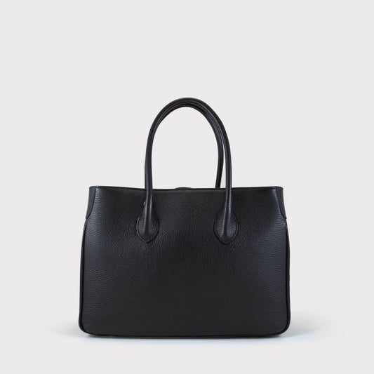 Schultertasche 34x23x13cm in Schwarz aus Leder - leder-accessoires.com
