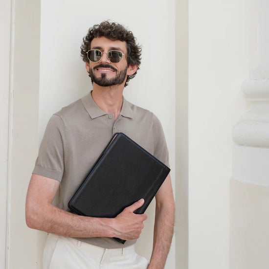 Schreibmappe-| Organizer A4 in Schwarz - leder-accessoires.com