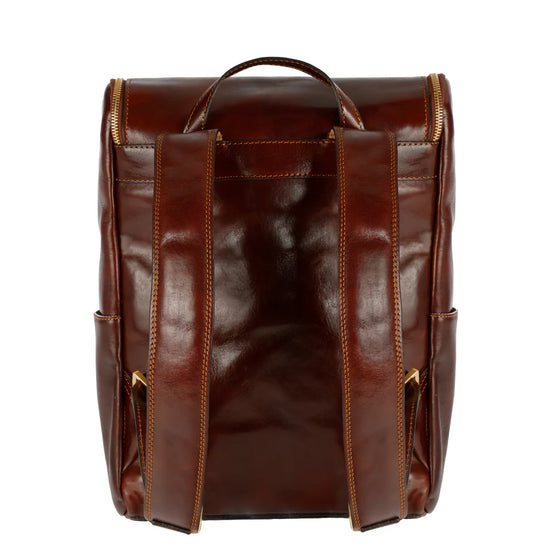 Rucksack| Businessrucksack 29 x 40cm in Braun aus Leder mit Vortasche - leder-accessoires.com