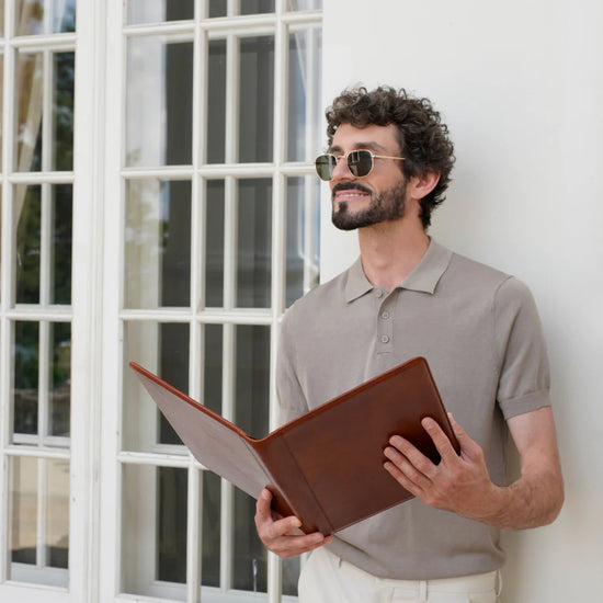 Schreibmappe-| Organizer A4 in Cognac - leder-accessoires.com