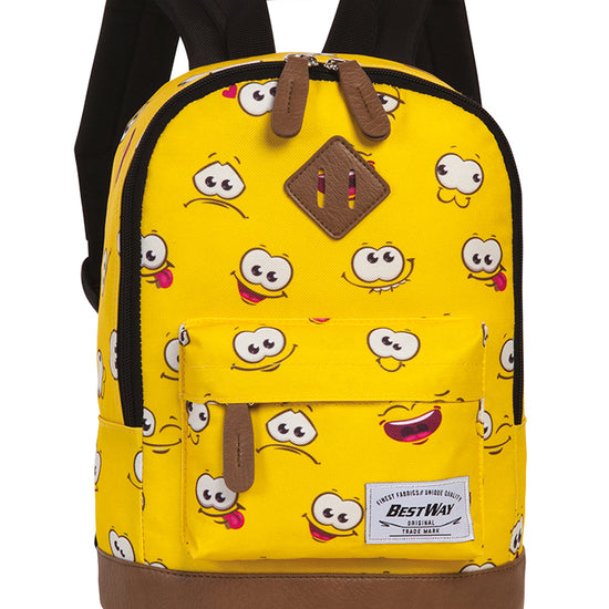 Kinderrucksack "Augen " in Gelb|Braun - leder-accessoires.com