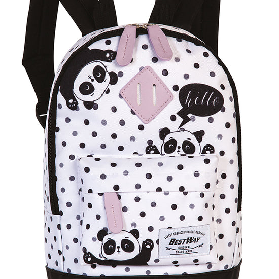 Kinderrucksack "Panda " in Weiß|Schwarz - leder-accessoires.com