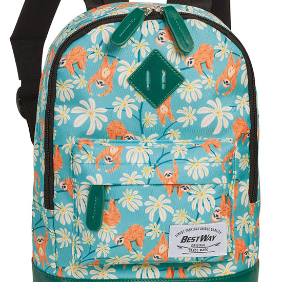 Kinderrucksack "Faultier" in Mint|Grün - leder-accessoires.com