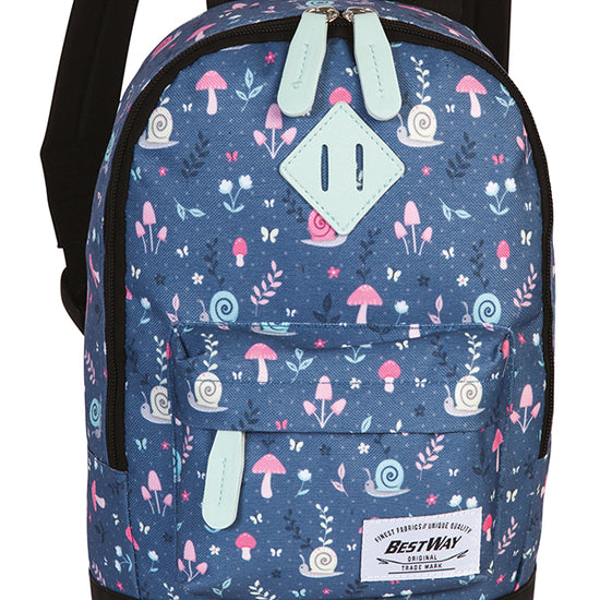 Kinderrucksack "Pilze" in Blau|Schwarz - leder-accessoires.com