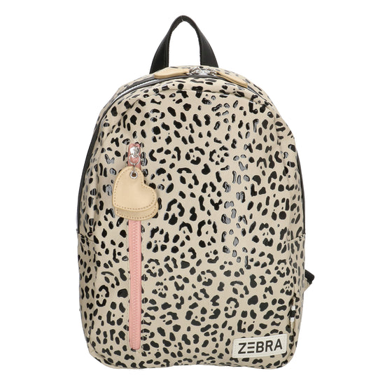 Kinderrucksack 25x35cm mit Leo-Muster in Taupe - leder-accessoires.com
