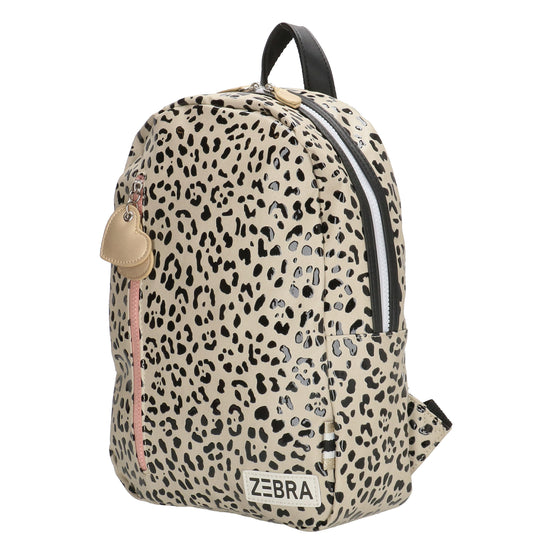 Kinderrucksack 25x35cm mit Leo-Muster in Taupe - leder-accessoires.com