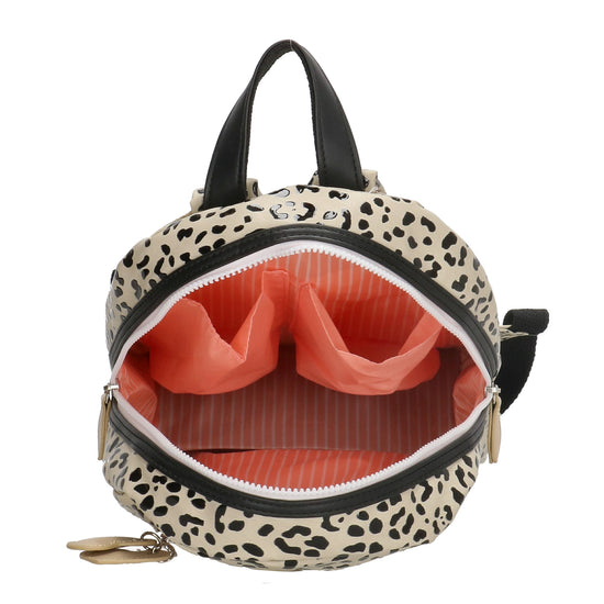 Kinderrucksack 25x35cm mit Leo-Muster in Taupe - leder-accessoires.com