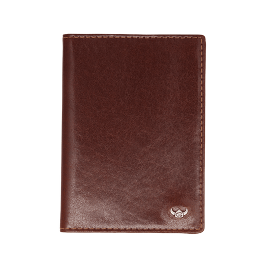 Reisepasshülle RFID Golden Head 10 x 14cm in Braun aus Leder